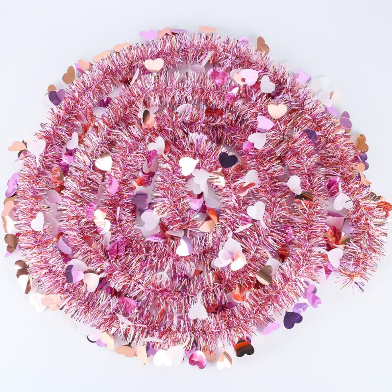 Valentines Day Red Pink Metallic Garland Valentine'S Day Decor For Home Indoor Outdoor Wedding Hanging Decoration Prop
