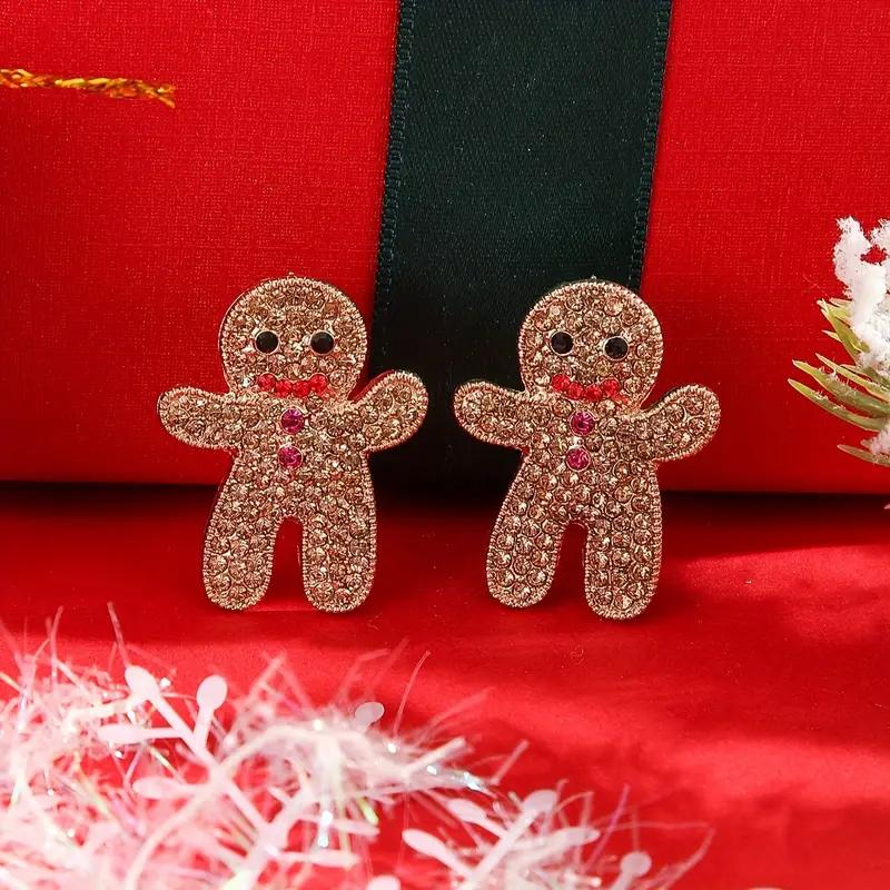 Cute Chic Gingerbread for Women Stud Earrings with Sparkling  - Perfect Christmas & Holiday Accessory for Women, Idea