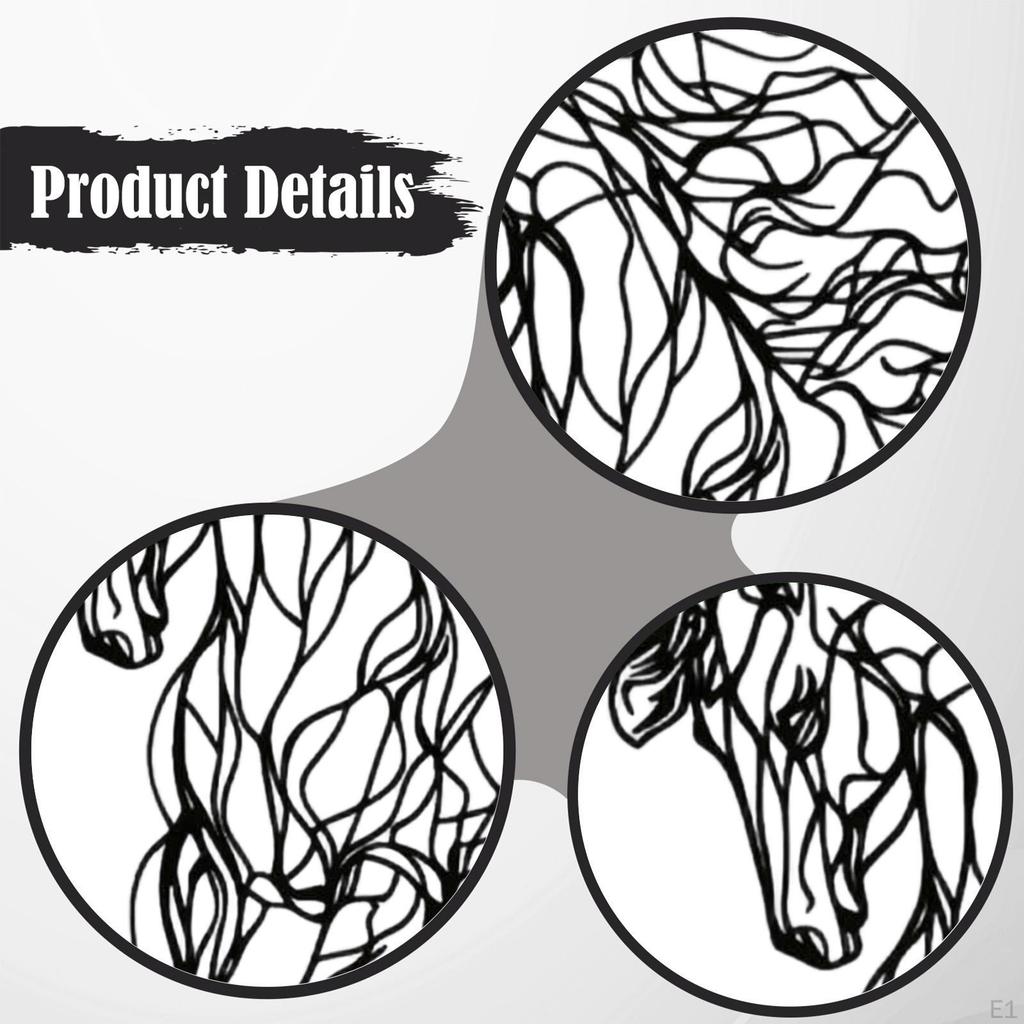 Metal Horse Wall Art Decor Animal Sculpture Accent Gift Hanging Sign for Background Living Room