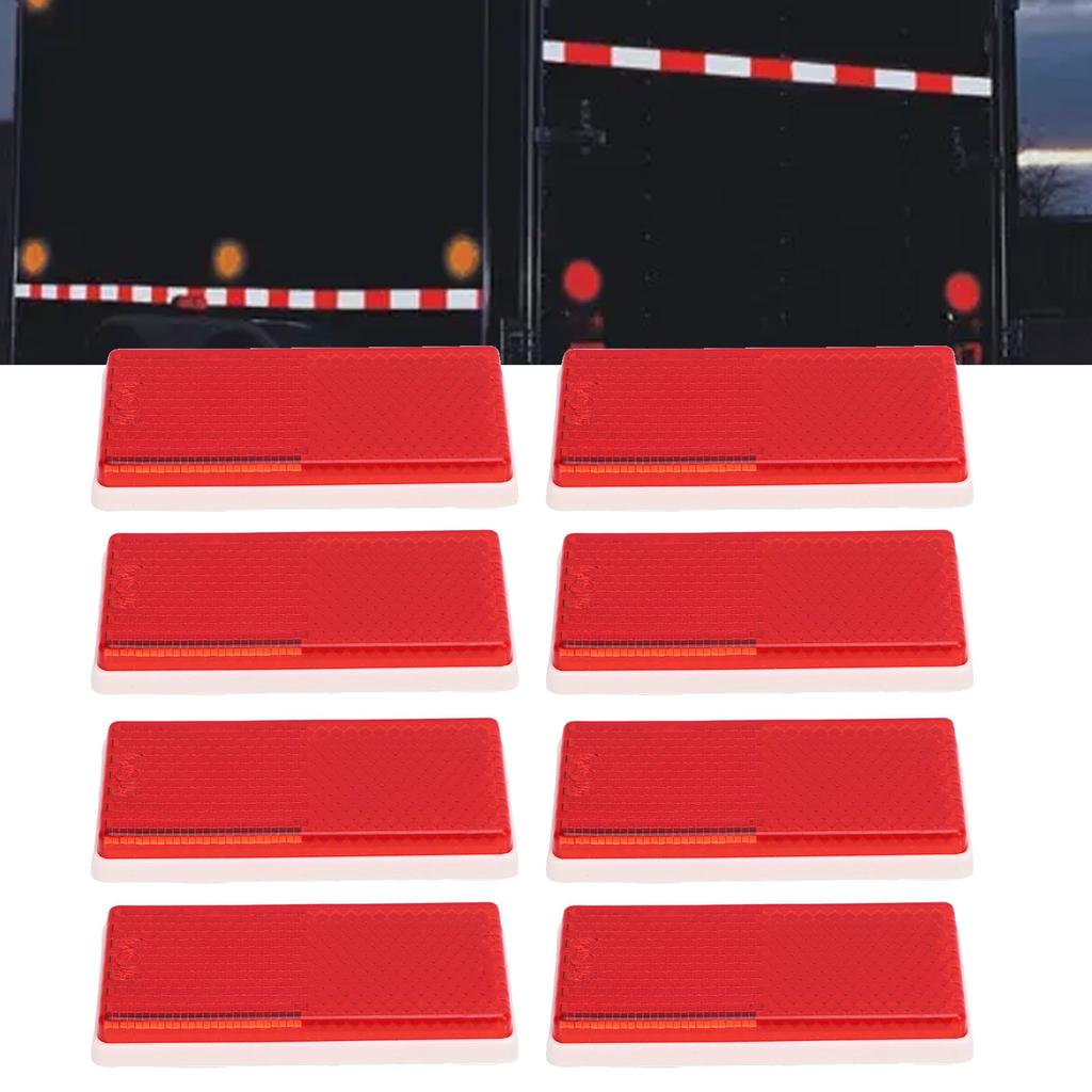8Pcs Rectangular Reflectors Water Proof Self Adhesive Rectangular Reflective Stickers for Trailer Truck Tractor Boat
