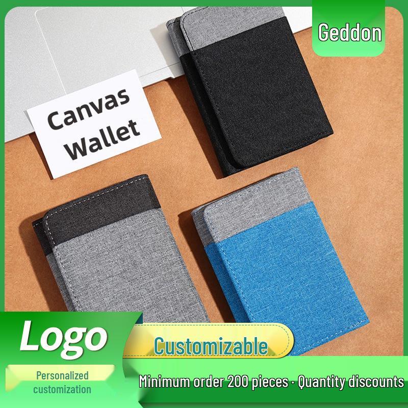 Pánská plátěná peněženka trojdílná: Tenké vertikální pouzdro na karty a peněženka na mince s více přihrádkami na karty.