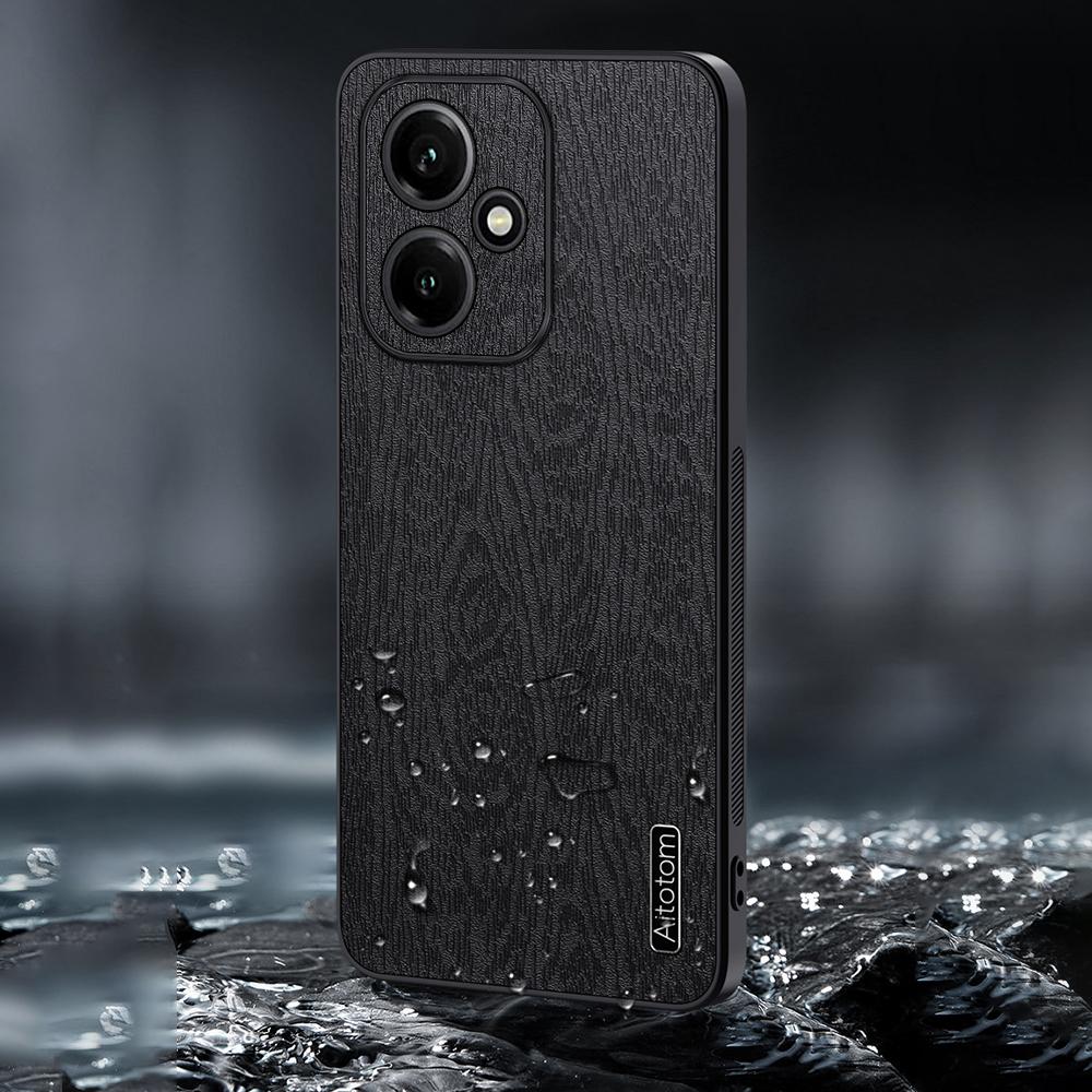 For Honor 400 5G (Global) Case Wood Texture PU Leather Coated PC TPU Phone Cover