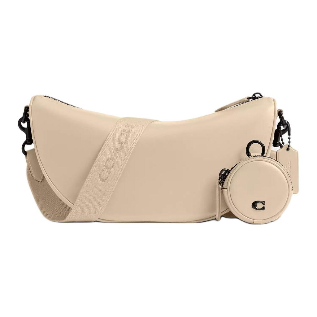 Coach Hall 29 Solid Color Zipper Closure Leather Shoulder Crossbody Bag Large Women Bags Ivory CY754-VT5