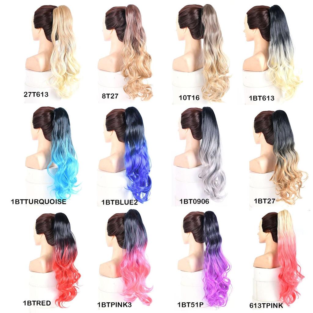 Jeedou Barevný prodloužení culíku Dlouhé vlnité vlasy Balayage Ombre Barva Syntetické culíky Prodloužení vlasů Pro Dívky Dámy