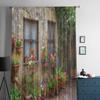 Ein altes italienisches Dorf voller Blumen, transparente Tüllvorhänge für Wohnzimmer, Küchendekoration, Voile-Organza-Vorhänge