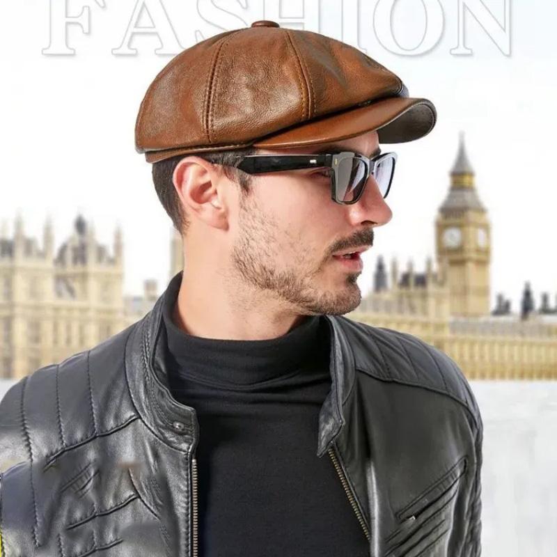 Snapback Einstellbare Kappe Zunge Student Modisch Trendig Elegant Barett Leder Herrenhut Achteckig Schule Alt Vintage Hüte Für Männer Freizeit