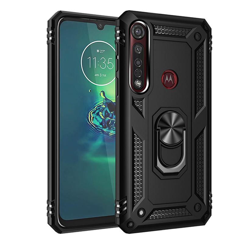 

Для Motorola Moto G6 G7 Plus G8 Play Чехол Противоударный Броня Магнитный чехол с металлическим кольцом для Moto G8 Power Lite Задняя крышка For Moto G8 Plus чёрный