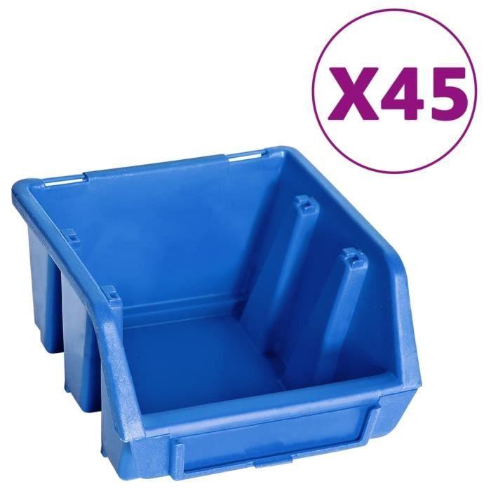 Kit de bacs de stockage et panneaux muraux - vidaXL - 48 compartiments - Bleu et noir