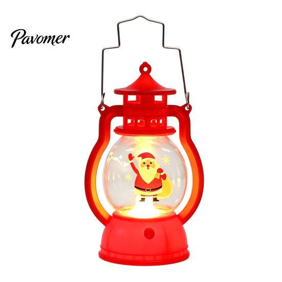 Kids Bedside Night Lamp Christmas Lantern Light, Retro Santa/Snowman/Tree Handheld Oil with Vintage Style Pony Warm LED, Cute Holiday Tabletop Decor,