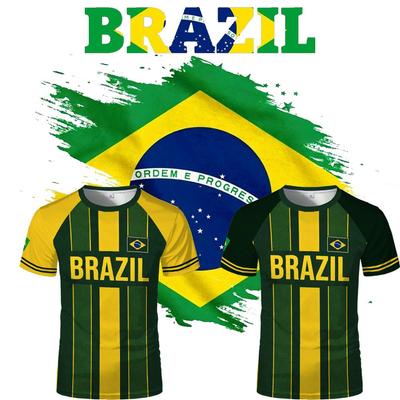 2026 New Brazilian Flag Print Jersey Summer Soccer Training T-shirt Men's And Women's Breathable Quick-Drying Sports Top