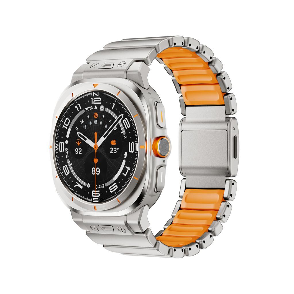 Win-Win Metal Titanium Silicone Magnetic Clasp Sweatproof Breathable Watch Bands Compatible with Galaxy Watch Ultra 47mm