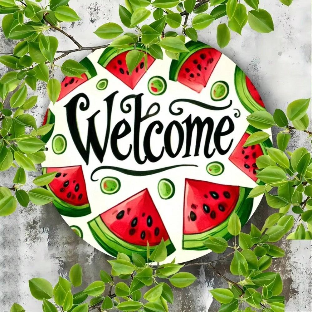 Vintage Watermelon Aluminum Sign Welcome Wall Decor Garage Farmhouse Patio Weatherproof