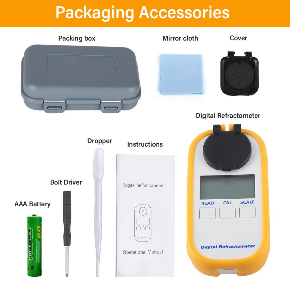 

Цифровой рефрактометр для меда Yieryi DR301 4 в 1 Брикс/Вода/Бе /Показатель преломления