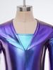 Kids Halloween Alien Leotard Metallic Long Sleeve Cutout Back Bodysuit for Dance Gymnastics Theme Party Performance