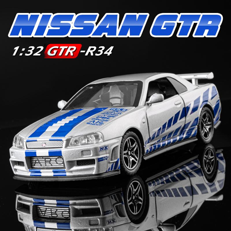 ABBX1 1:32 GTR R34 SKYLINE Fast Alloy Simulation Car Model Diecasts & Toy Vehicles And Furious Cars Decoration Toys For Children Boy