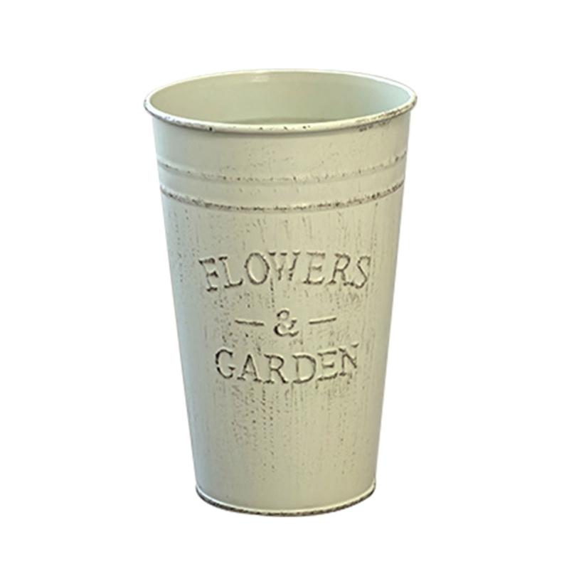 Декоративное ведро для цветов в деревенском стиле Гальванизированные металлические вазы для цветов Рустикальное французское жестяное ведро-кашпо для центральных композиций S