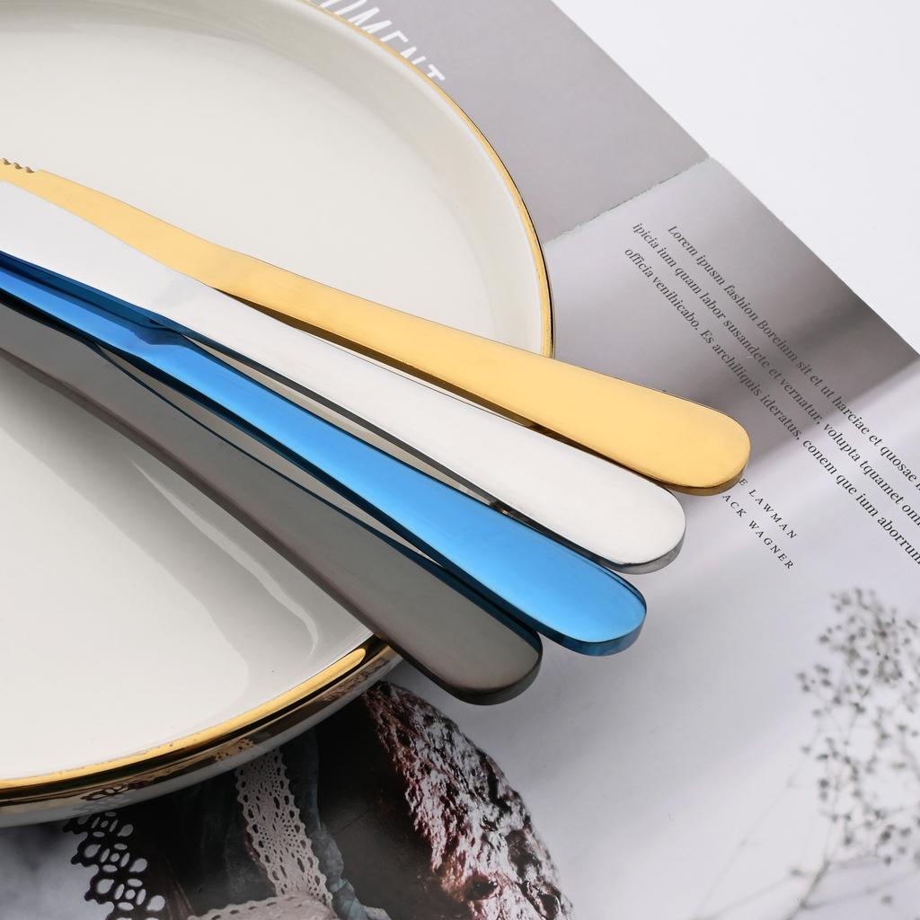 10Pcs Table Steak Knife 18/10 Stainless Steel Black Sharp Meat Fish Knife Western Cutlery Dinnerware Mirror Polished Serrated Butter Knife