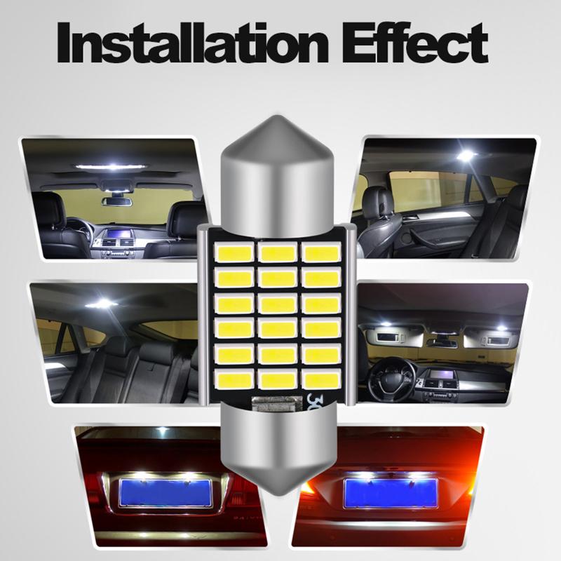 2/10pcs White Super Bright Car LED Bulb 31mm 36mm 39mm 41mm LED CANBUS Car Interior Reading Dome Lamp Auto License Light 12V