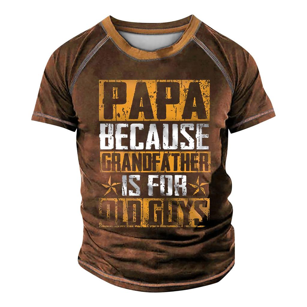 Men's Raglan T-shirt Retro Short Sleeve Round Neck Letter Printing Tops