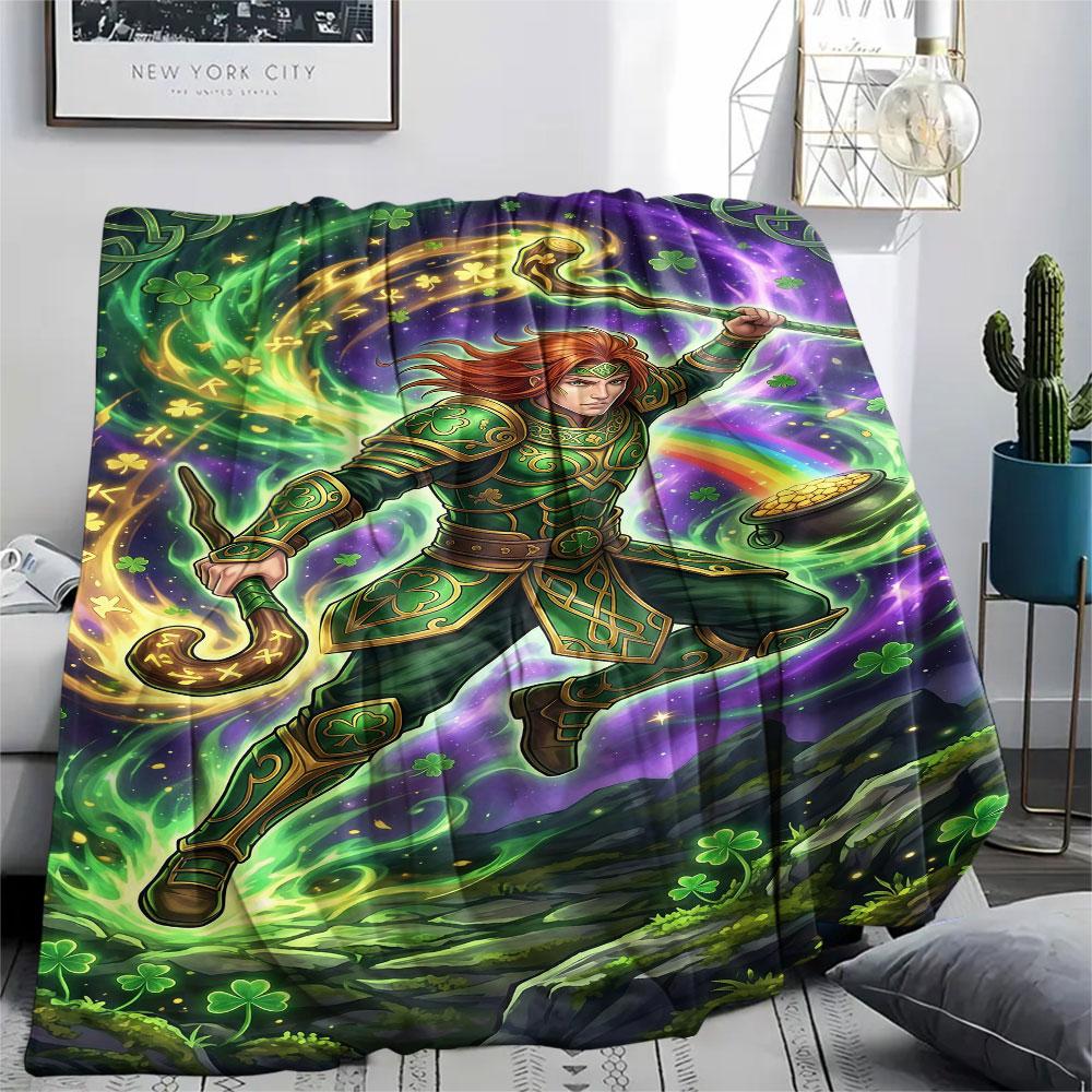 1Pc Magical power Print Flannel Blanket, High quality Comfortable for All Seasons, Home Decor, Warmth and Comfort, Perfect for Christmas Gifts