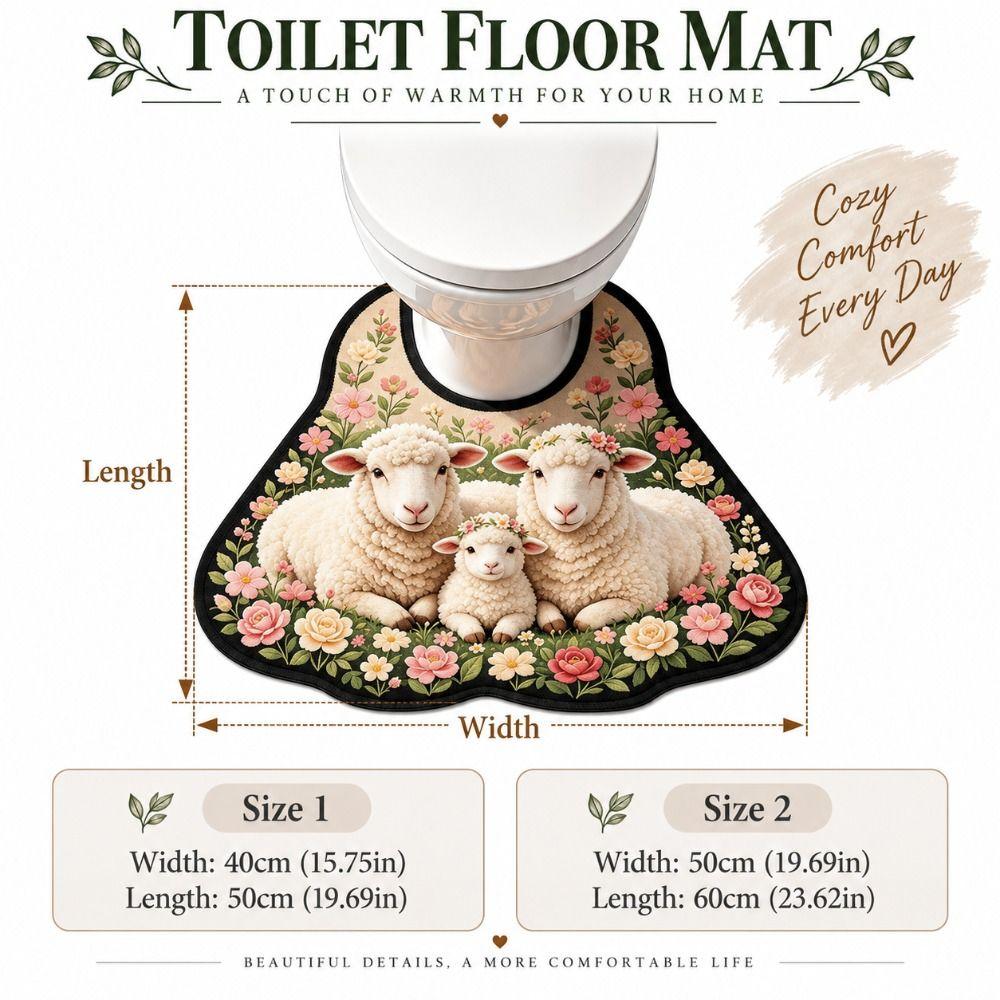 Non-slip Bathroom Floor Rug Sheep Pattern Bath Mat Novelty Toilet U-shaped Mat Household