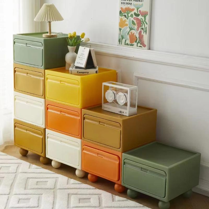 Multi-Layer Plastic Drawer Cabinet Bedside Storage Organizer for Children's Room And Bedrooms Compact Storage Unit for Small Spa