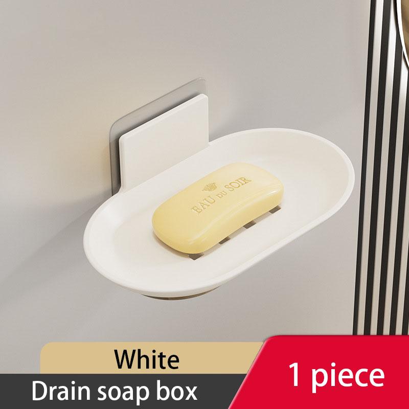 Bathroom Space Aluminum Soap Box Without Punching With Drain Tray Wall Soap Storage Box Wall Hang Soap Rack