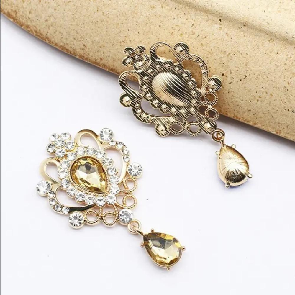 3Pcs/5Pcs Random Color 32*60MM for Needlework Rhinestone Button Hair Manualidades Accessories Diy Flat Back Brooch Jewelry Accessories