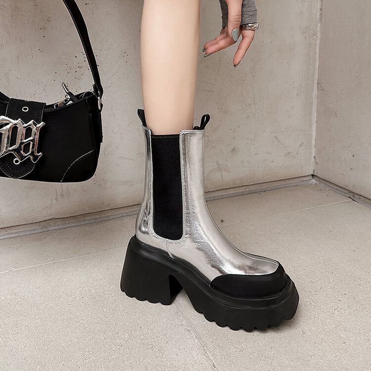 

Small High Heel Martin Boots Women s Platform Cigarette Boots 2025 New Winter Muffin Heightening Chelsea Boots 40