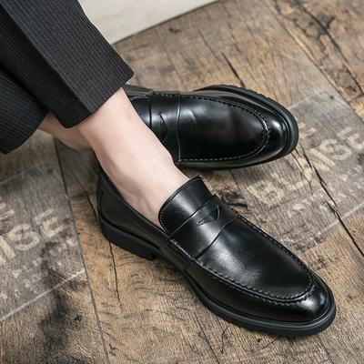 Men Thick Soled Loafers Shoes Leather Dress Shoes Men Outdoor Walking Shoes Comfortable Men Party Wedding Office Large Size Shoe