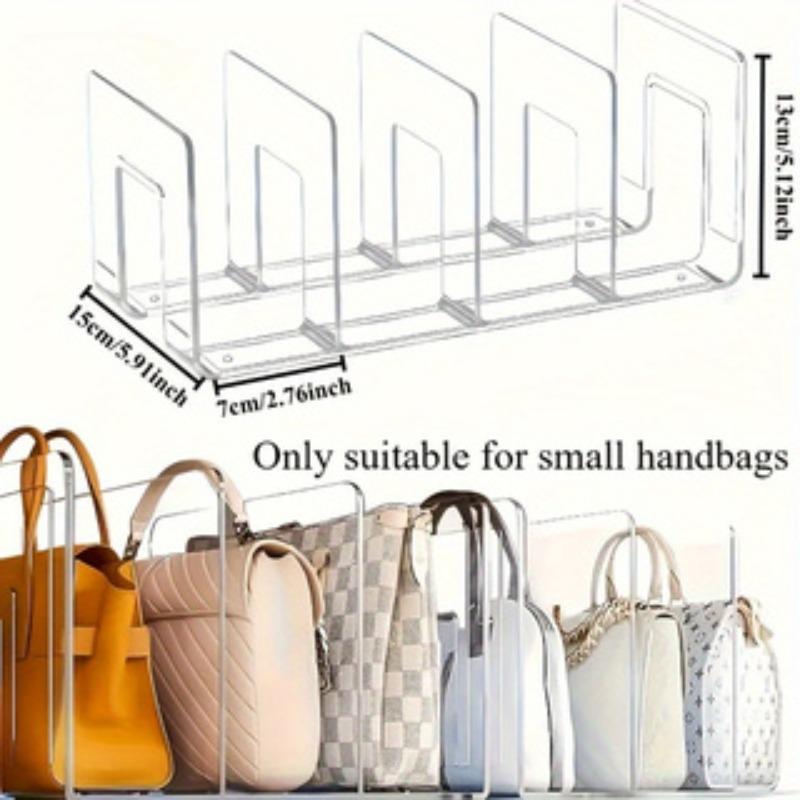 2pcs Clear Acrylic Purse Organizer, 4-Compartment Hanging Handbag Storage Rack, Closet Bag Divider Shelf for Tote, Clutch