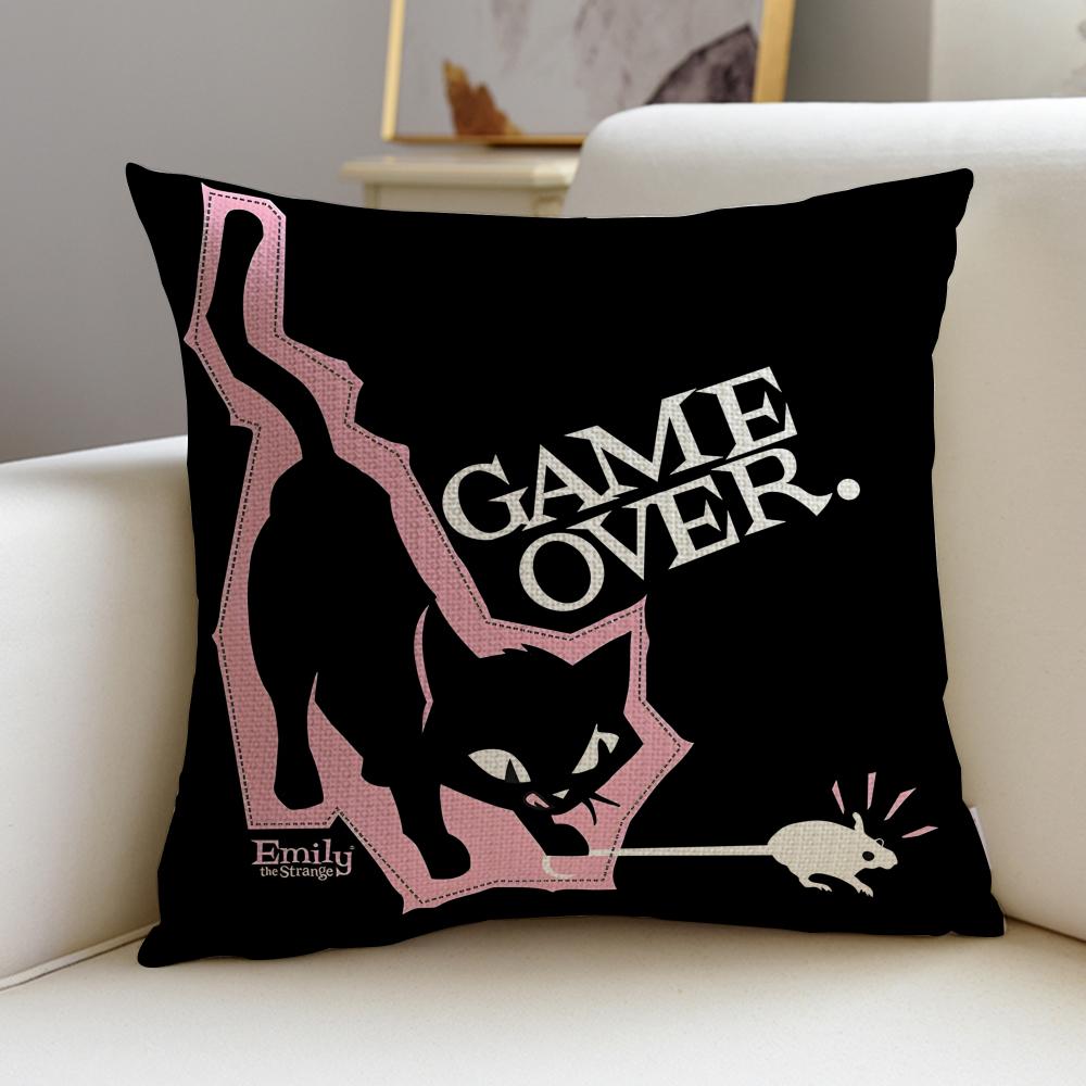 Emily the Cool StrangS Cushion Cover Breathable and skinfriendly linen pillowcase square removable and washable cushion