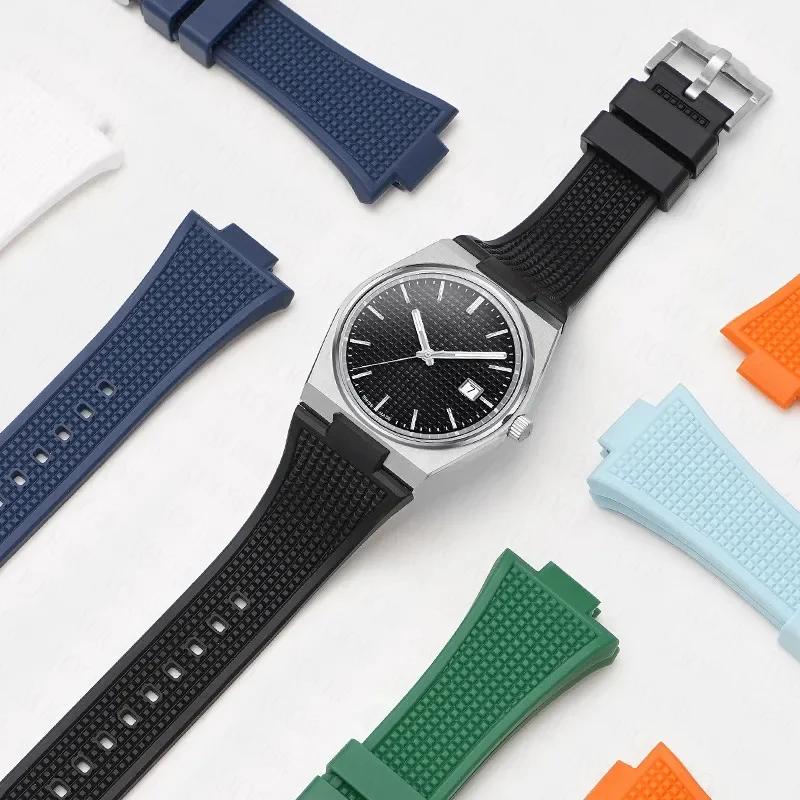 Pasek z wypukłym zakończeniem 12mm*26mm do serii Tissot PRX T137.407/T137.410 Super Player 40mm Męski Gumowy Silikonowy Pasek do Zegarka Bransoleta