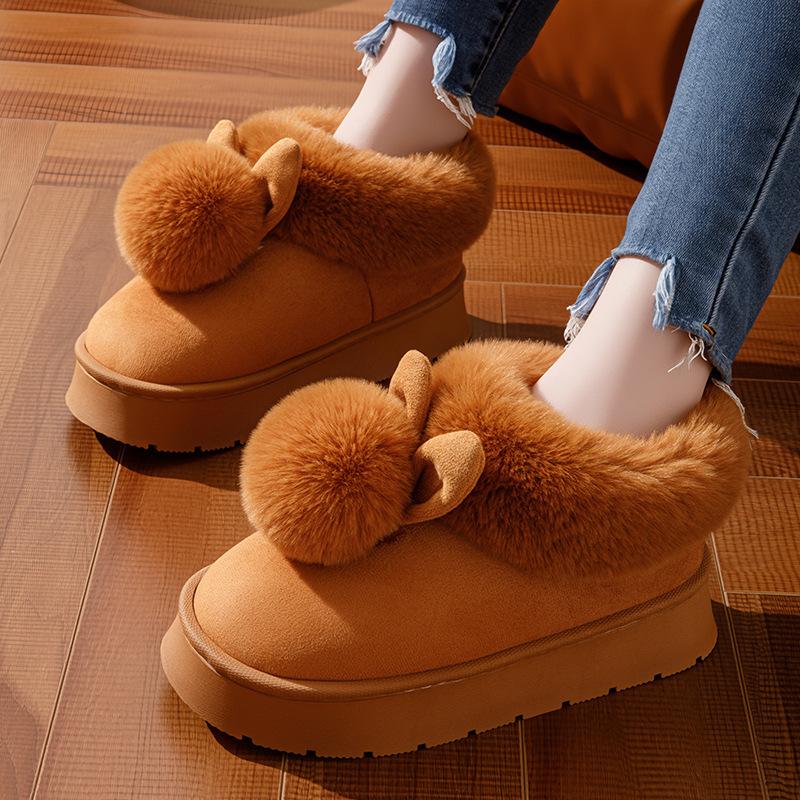 Winter Home Home Thermal Cotton Slippers Velvet Bag Head Bag with Non-slip Elderly Wearing Cotton Shoes