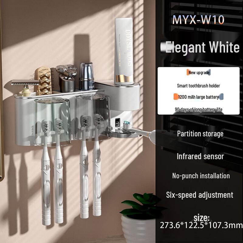

Automatic Toothpaste Dispenser & Wall-Mounted Toothbrush Holder