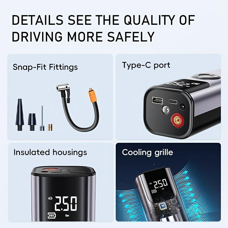 Portable Car Air Pump Electric Tire Inflator Air Compressor Intelligent Digital Tire Inflator For Car Motorcycle Bicycle Ball