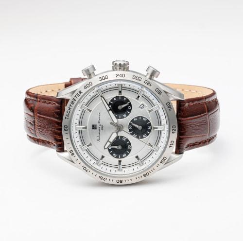 Salvatore Marra Men's Business Analog Chronograph Watch, Black Quartz, with Watch Cloth, SSWH