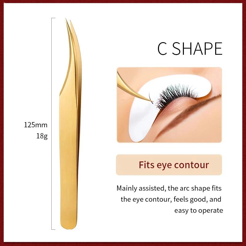 1Pc Stainless Steel Eyelash Extension Tweezers Precision 3D Lash Clip Professional Lash Artist Makeup Beauty Tools