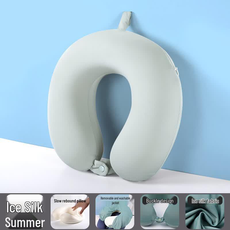 Portable Ice Silk U-Shaped Travel Neck Pillow Set