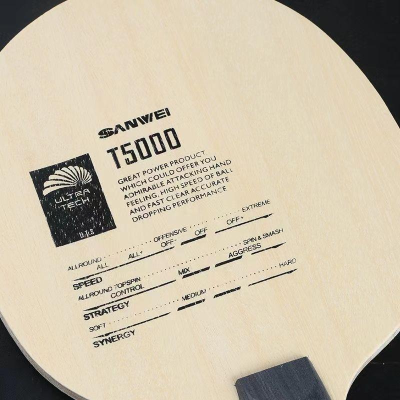 SANWEI T5000 Carbon Table Tennis Paddle: 5-Ply Wood, 2-Ply Carbon, for Beginners and Intermediate Loop Attackers.