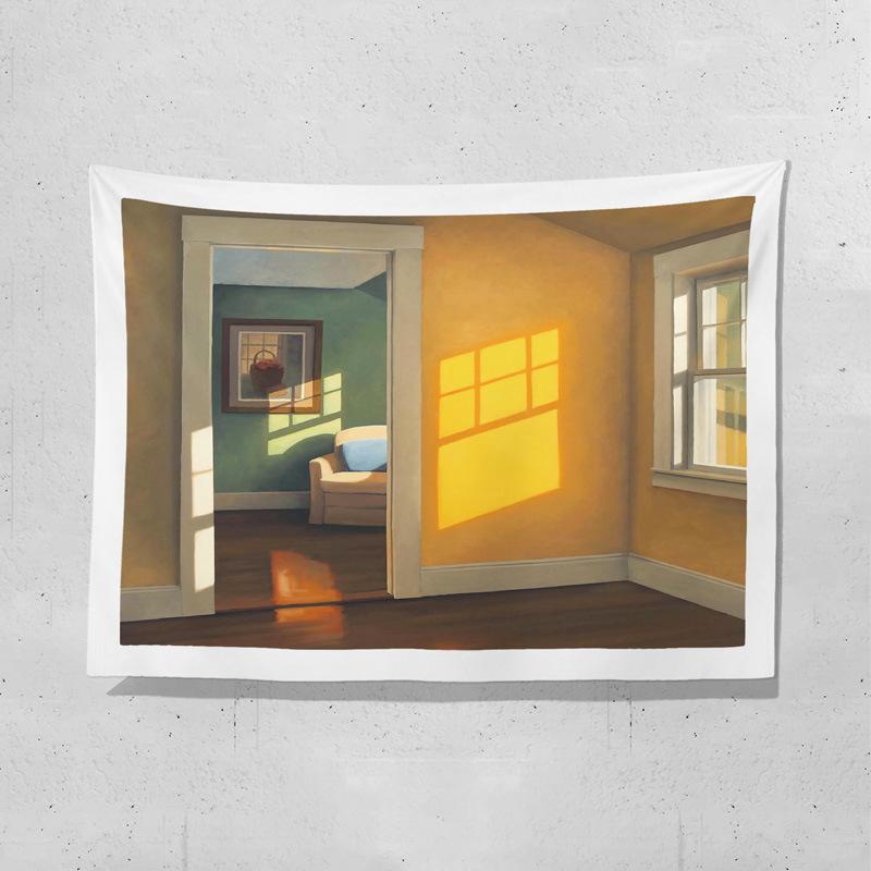 Oceanview window backdrop fabric digitalprinted polyester tapestries living rooms bedrooms macrame wall hanging room decor
