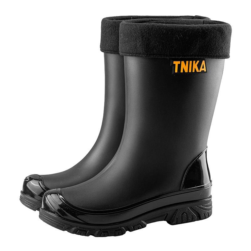 British fashion black and red men's medium rain boots night back beam of light waterproof shoes non-slip men's rain boots fishing foot protectors