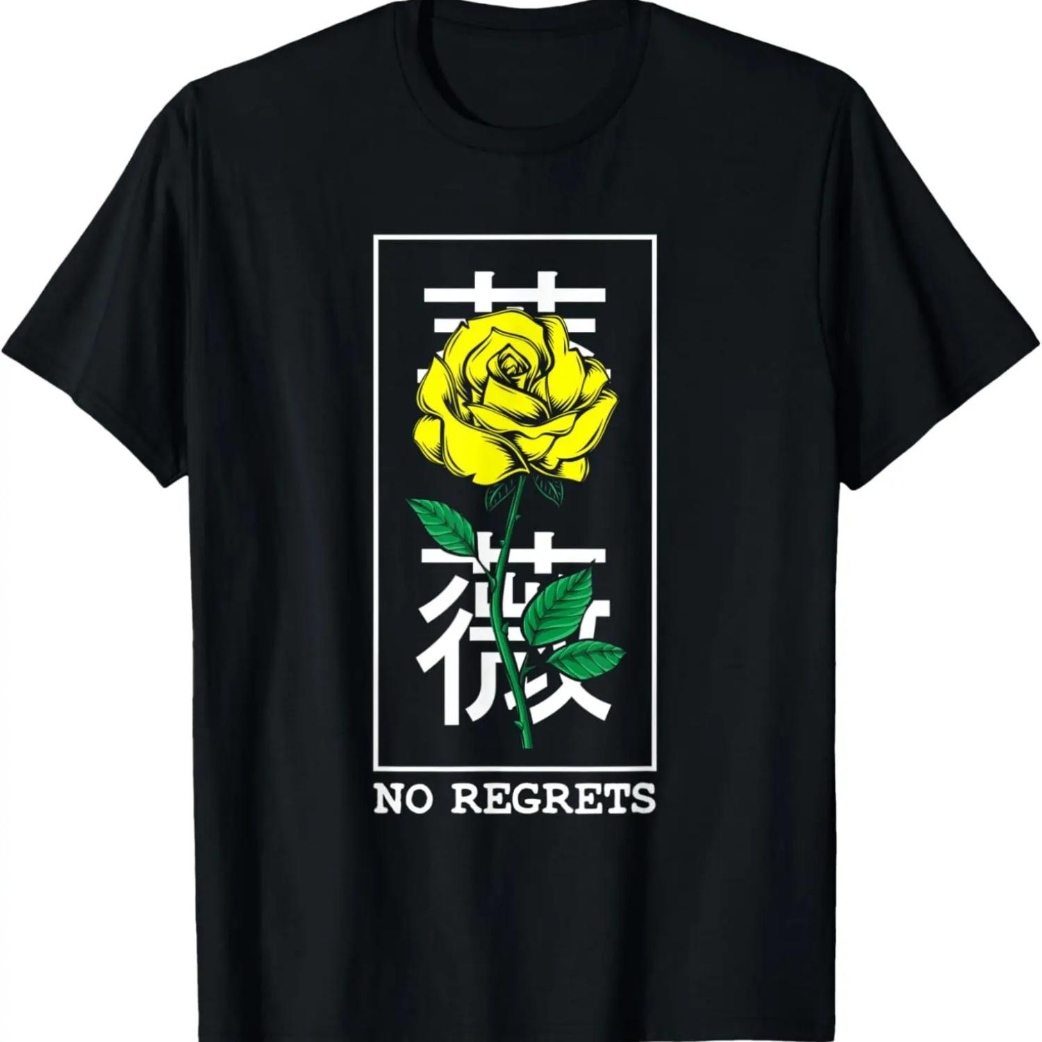 

Black Rose No Regrets Floral Flower Rose T-Shirt S