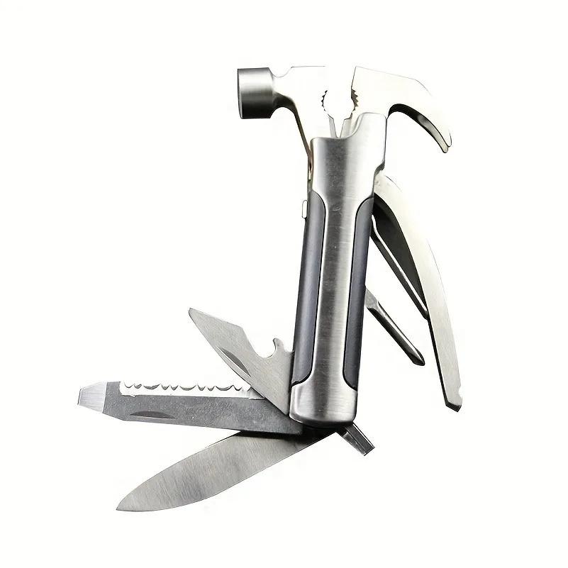 Damaly,Stainless Steel Multifunctional Hammer Tool, 7-in-1 Portable Multi-Tool With Claw Hammer, Knife,Screwdriver,Opener,Perfec