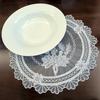 White Round Organza Rose Embroidery Universal Cover Cloth Tablecloth Embroidered Cover Cloth Placemat 33cm