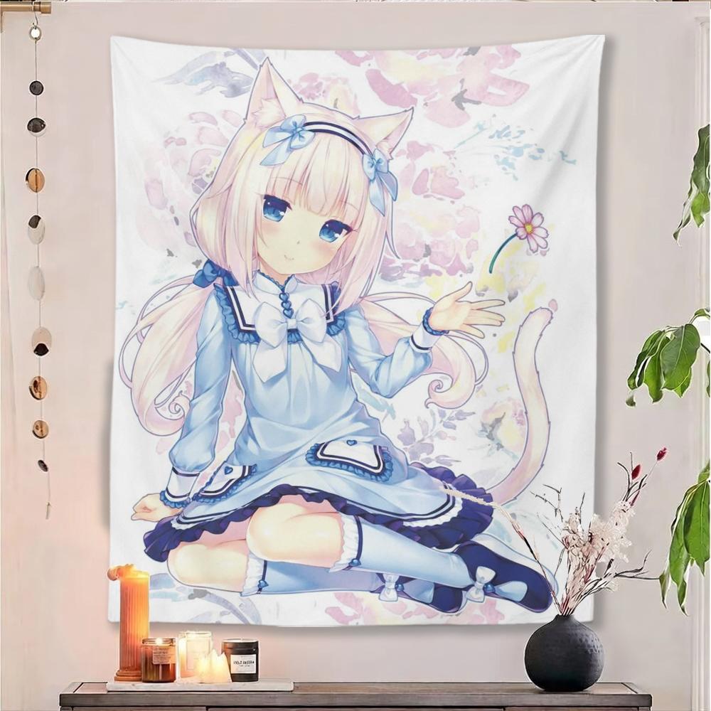 

NNekopara 10th Anniversary Tapestry Anime Catgirls Wall Hanging for Bedroom Dorm Decor 74x94cm(29x37in)