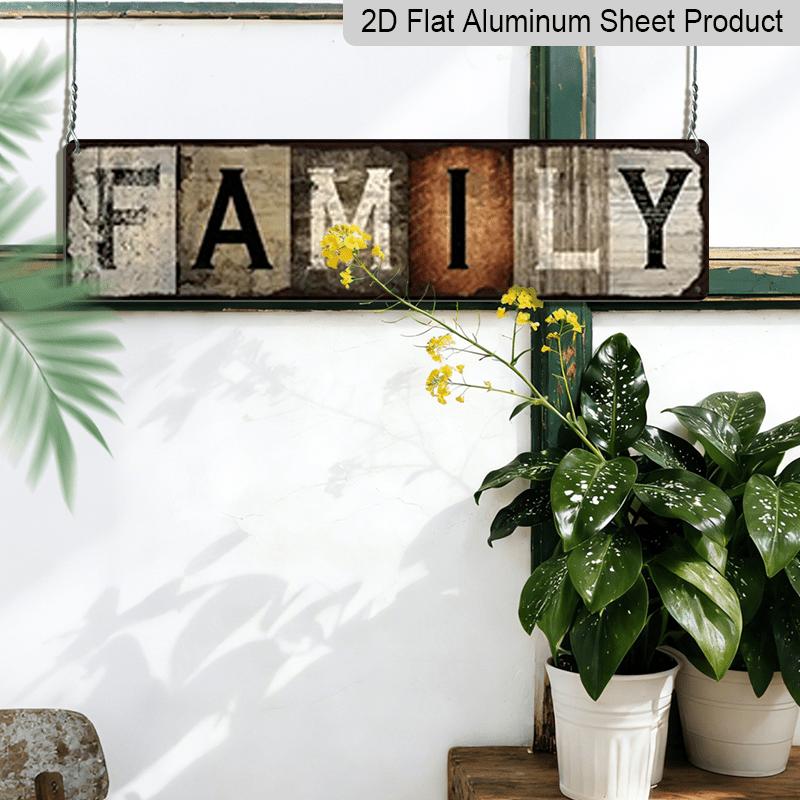 1pc 15.7×3.94 Metal Sign Rustic "FAMILY" Aluminum Decorative Sign - Vintage Style Wall Art for Home Decor, Farmhouse Living Room, Kitchen or Bedroom