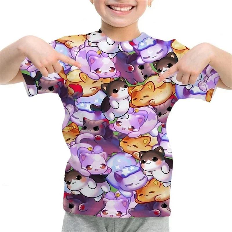 Aphmau Dětské tričko s 3D potiskem Kawaii Anime styl pro kluky a holky Měkké a pohodlné Topy s krátkým rukávem