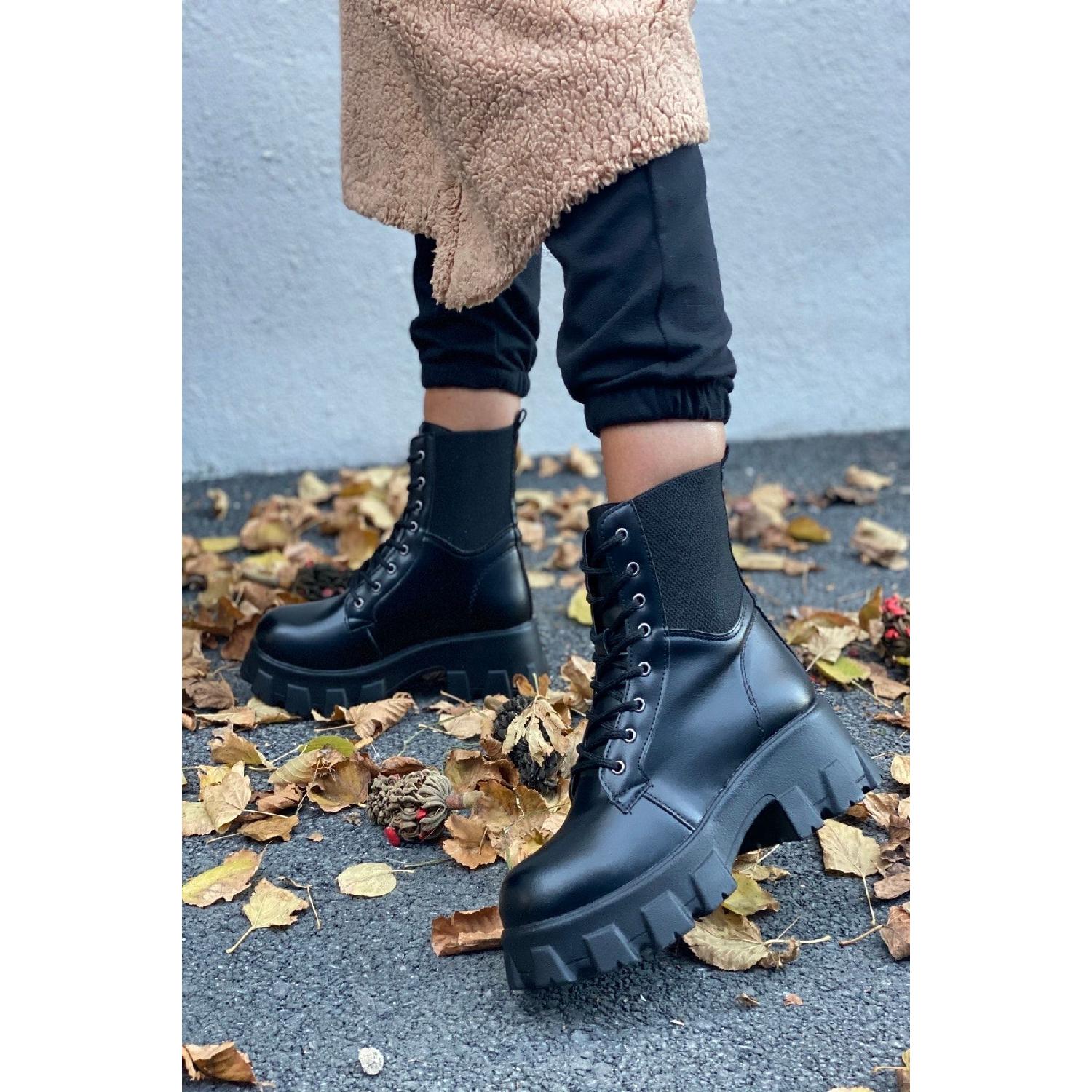 

Women s Boots Black High Sole (sole 6 Cm) 36