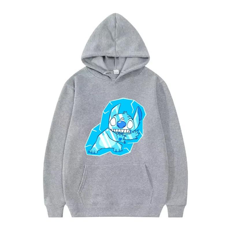 Disney Stitch Pattern Women Hoodies Fashion Sporty Y2k Loose Grey Tops Clothing Pullovers Ladies Cheap Hoodies Sweatshirts
